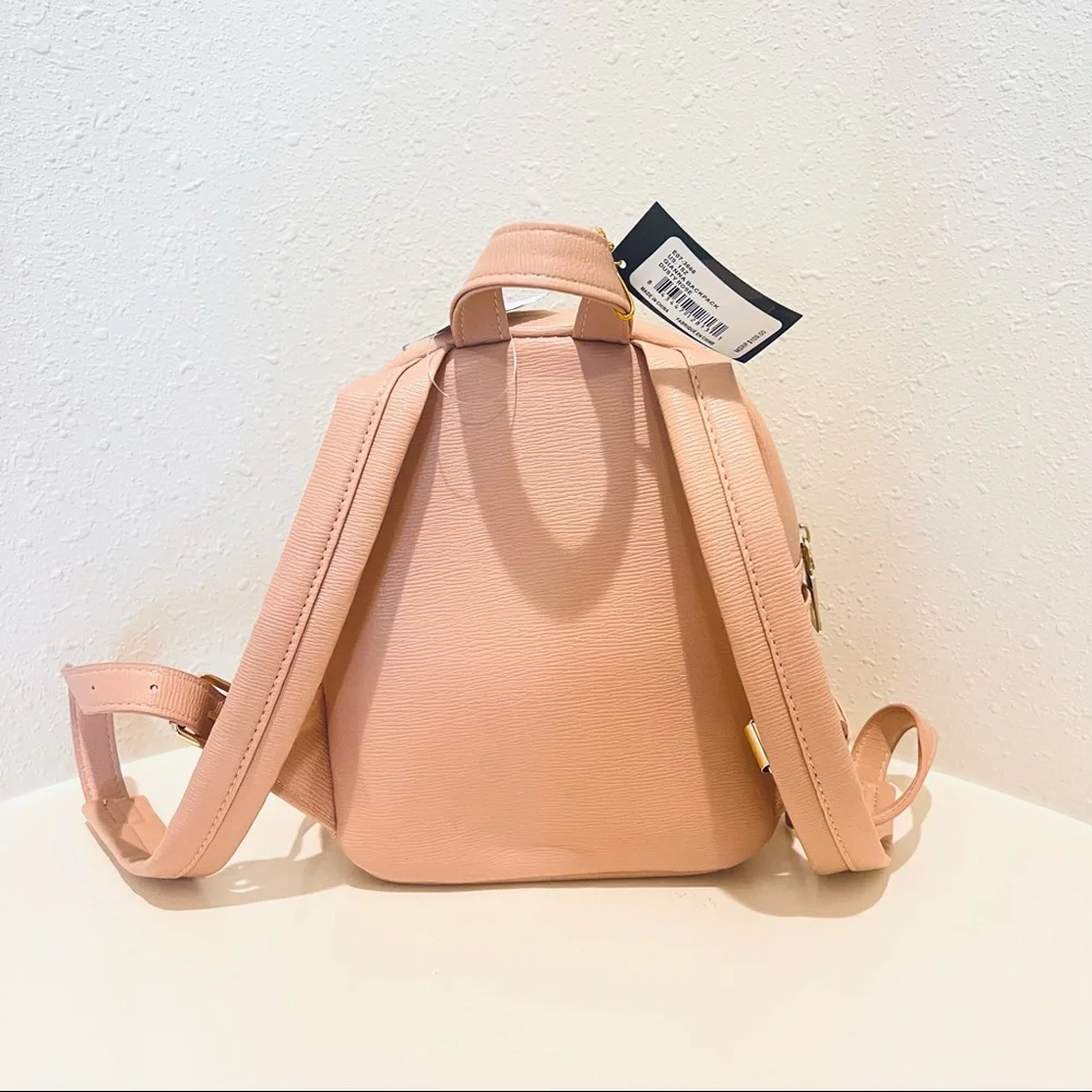BEBE Gianna Logo Chain Women’s Blush Mini Backpack OS NWT